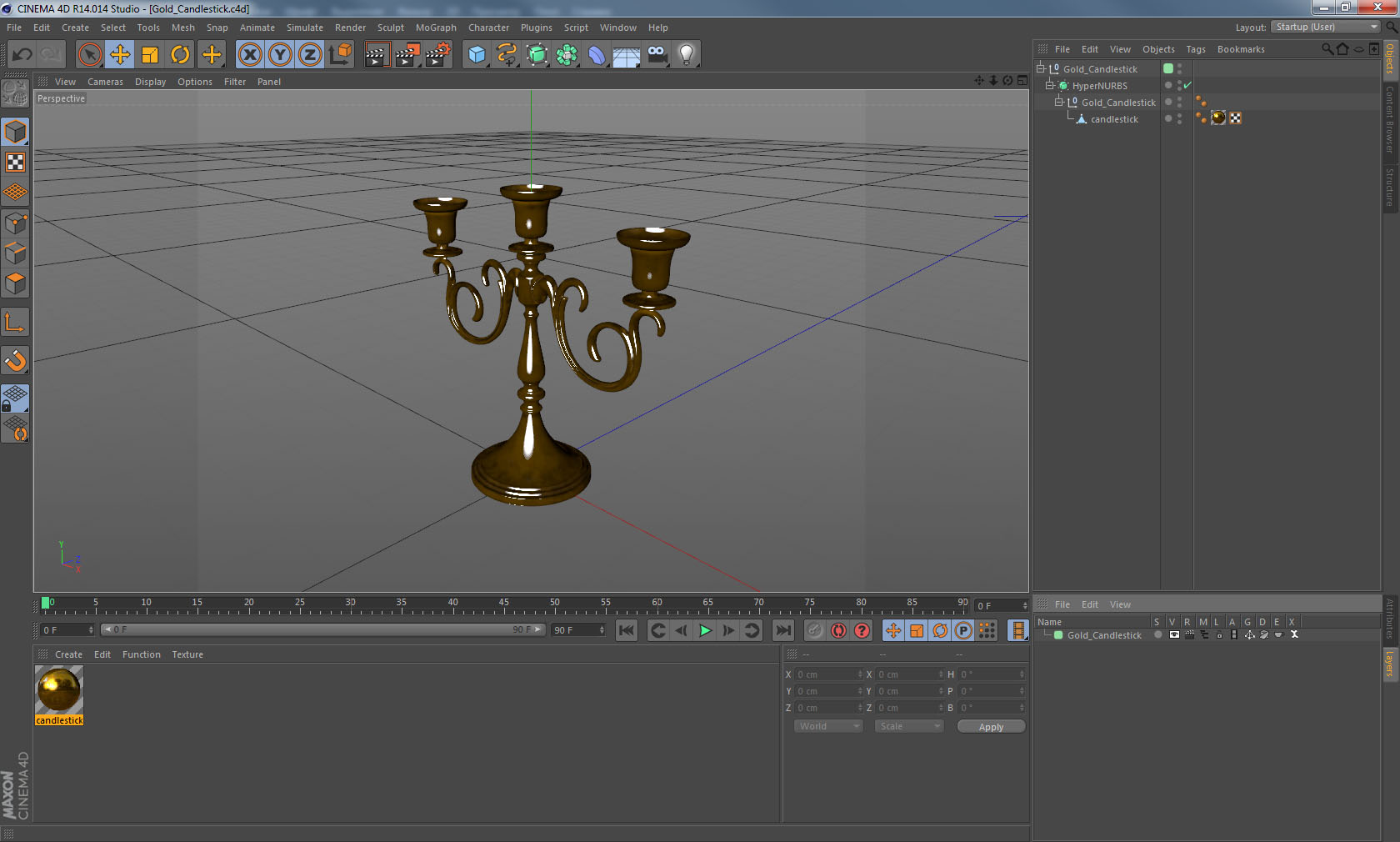 3D Gold Candlestick