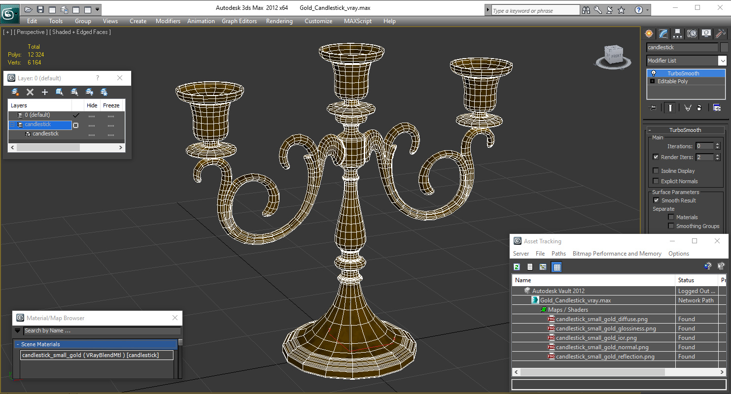 3D Gold Candlestick