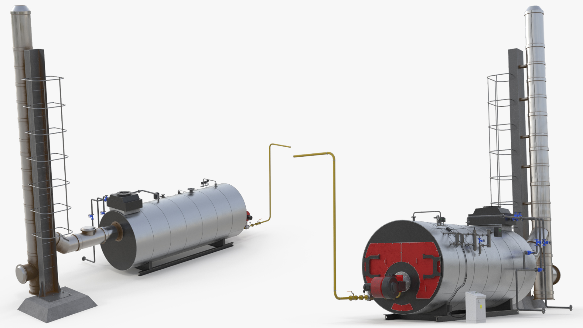 Horizontal Steam Boiler with Chimney Stack - view 2