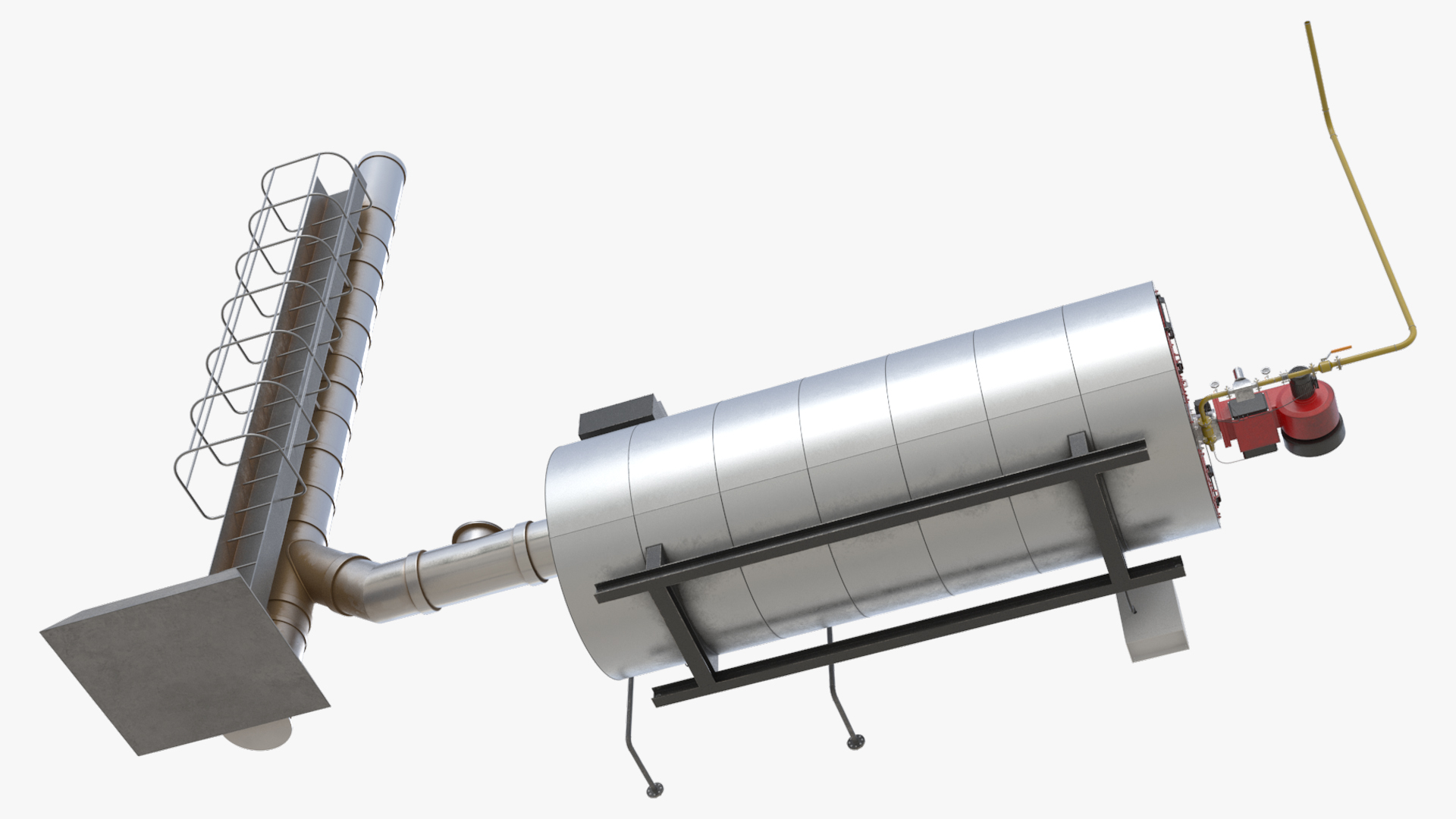 Horizontal Steam Boiler with Chimney Stack - view 3