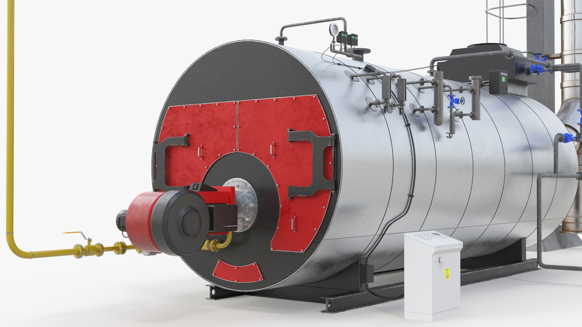 Horizontal Steam Boiler with Chimney Stack - view 4