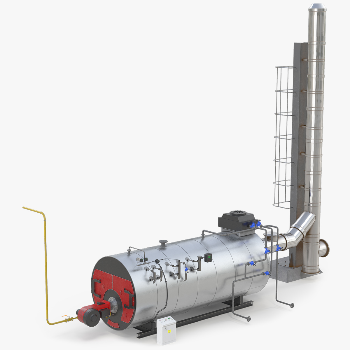 Horizontal Steam Boiler with Chimney Stack - view 9