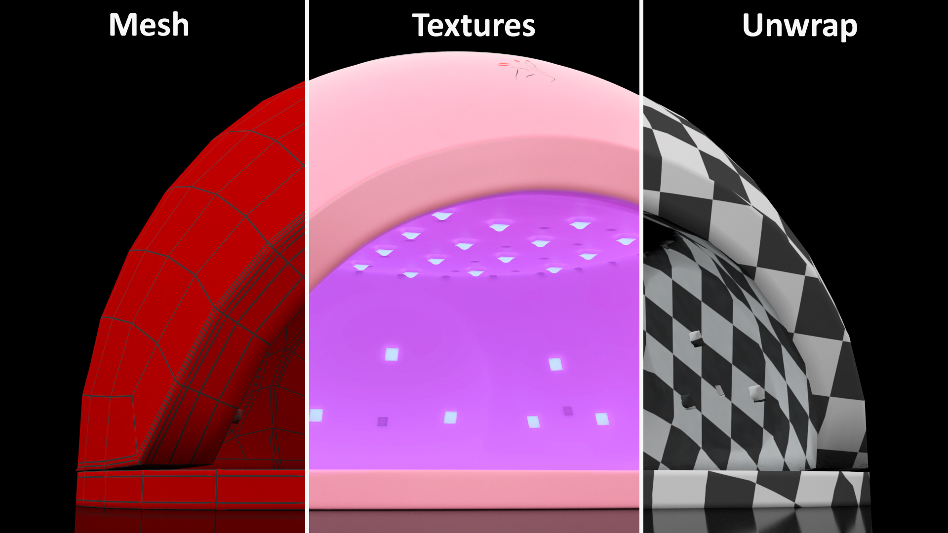 3D Manicure LED Lamp Pink On State