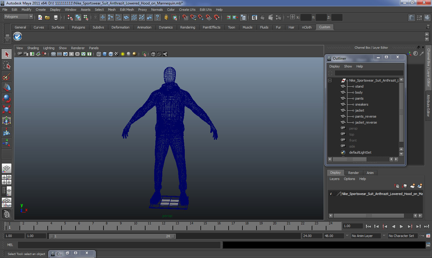 3D Nike Sportswear Suit Anthrazit Lowered Hood on Mannequin