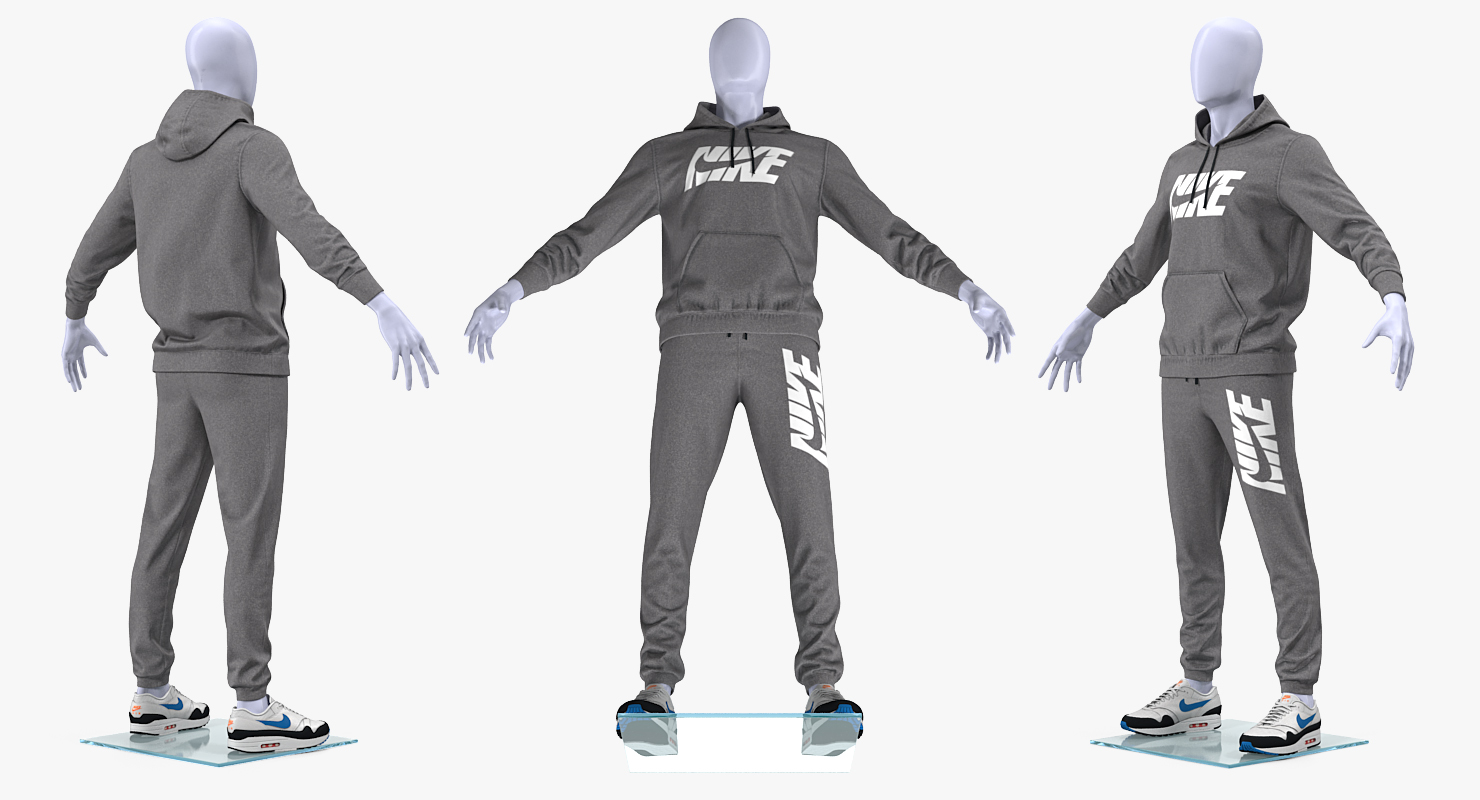 3D Nike Sportswear Suit Anthrazit Lowered Hood on Mannequin