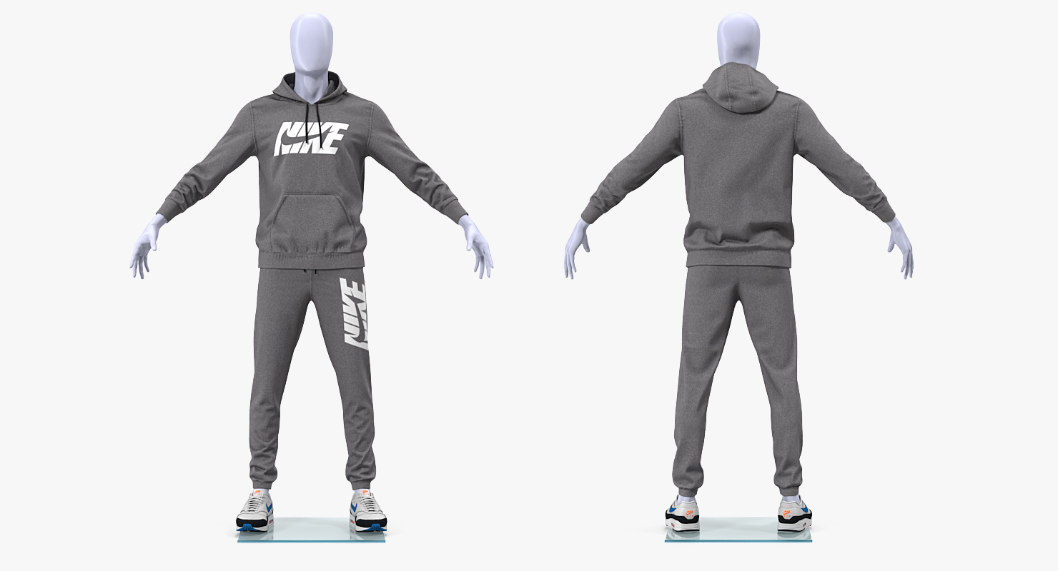 3D Nike Sportswear Suit Anthrazit Lowered Hood on Mannequin