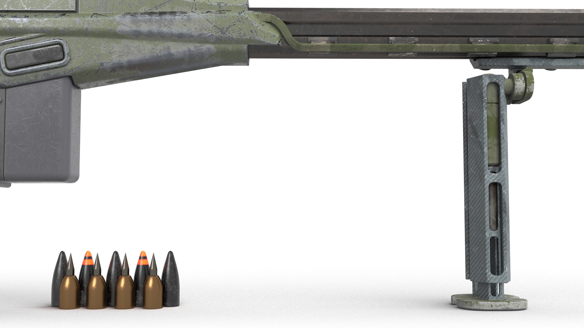 3D Futuristic Sniper Rifle with Bullets