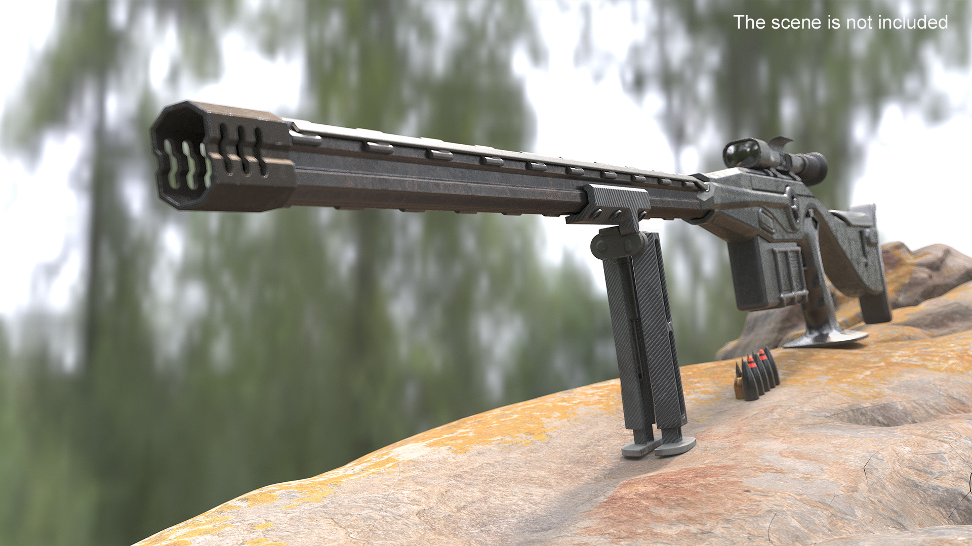 3D Futuristic Sniper Rifle with Bullets