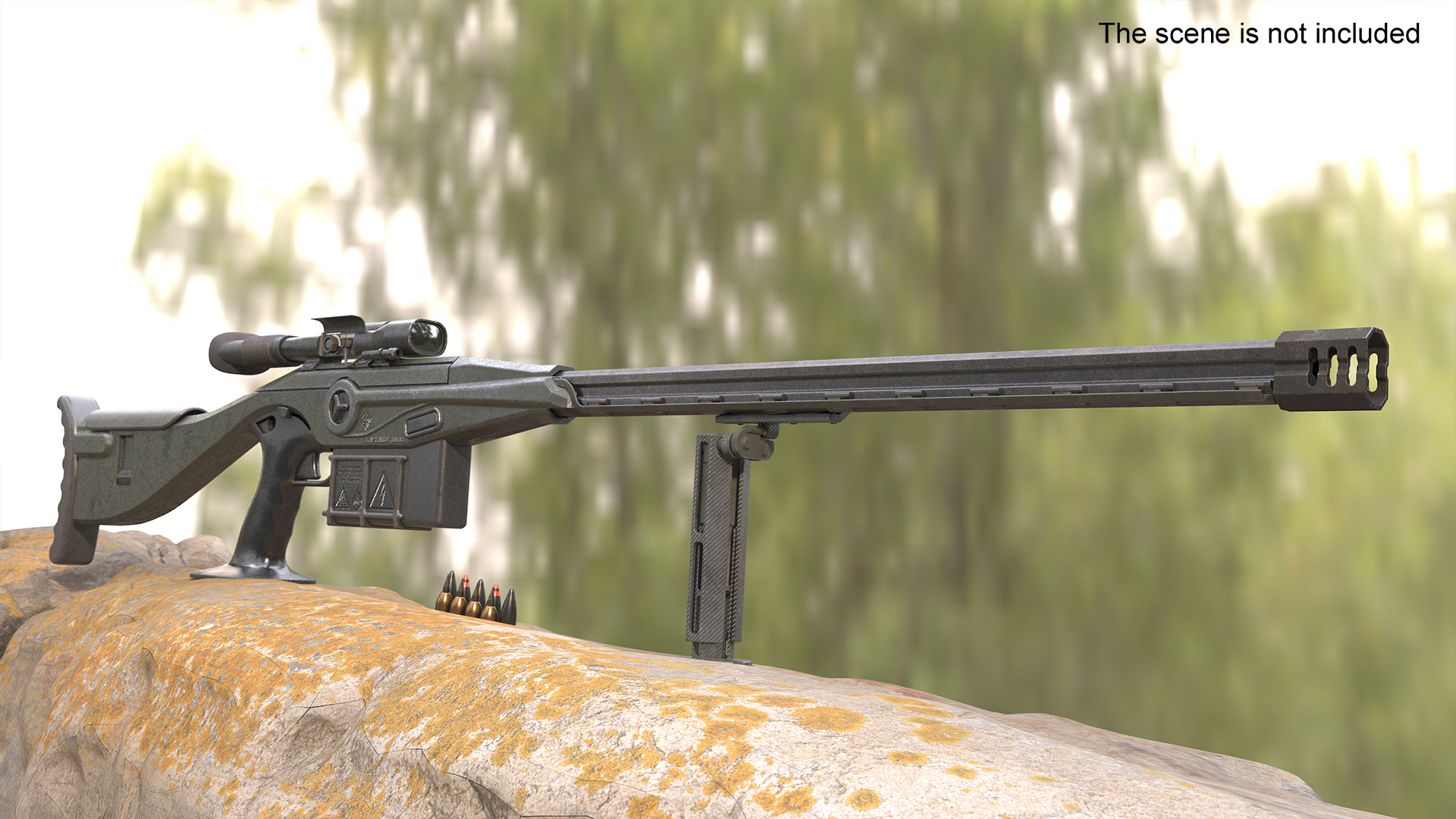 3D Futuristic Sniper Rifle with Bullets