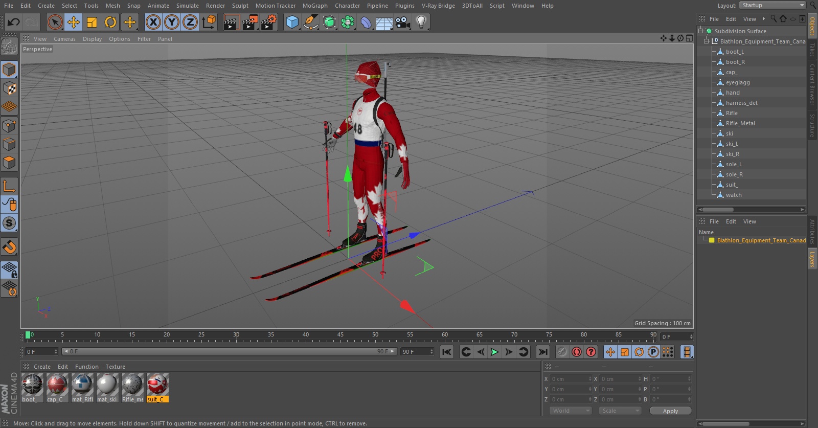 Biathlon Equipment Team Canada Set 3D model