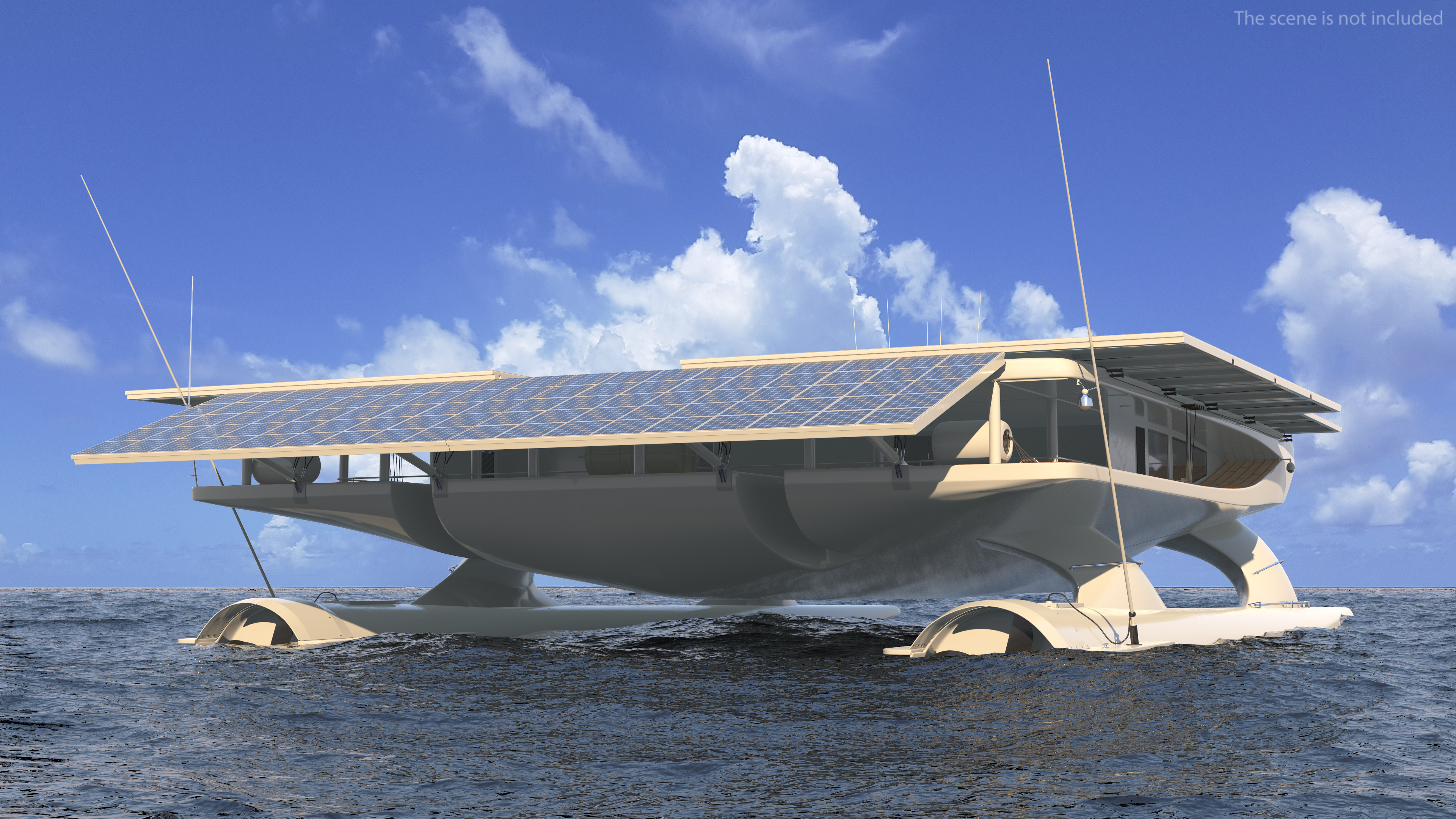 3D Solar Electric Boat Rigged