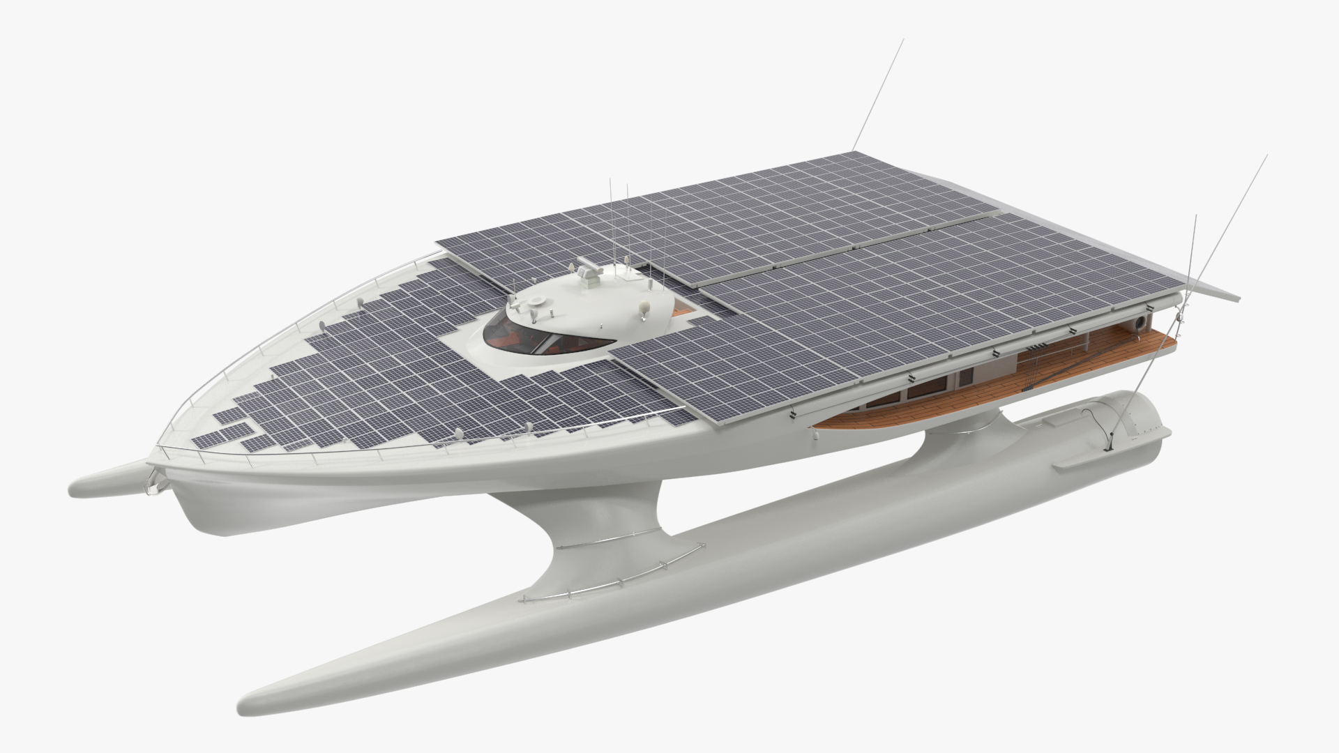 3D Solar Electric Boat Rigged