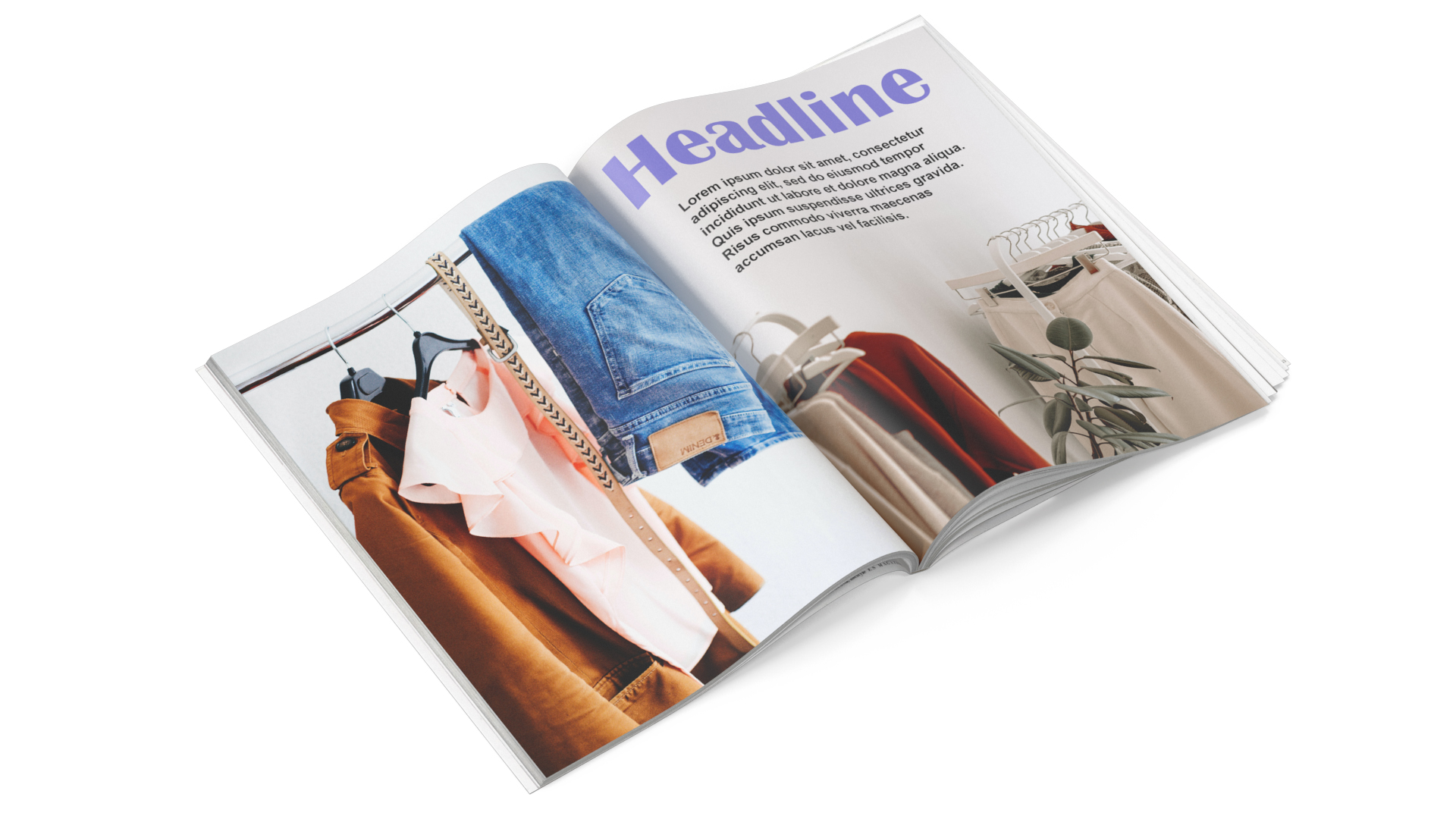 3D Open Fashion Magazine Mockup model