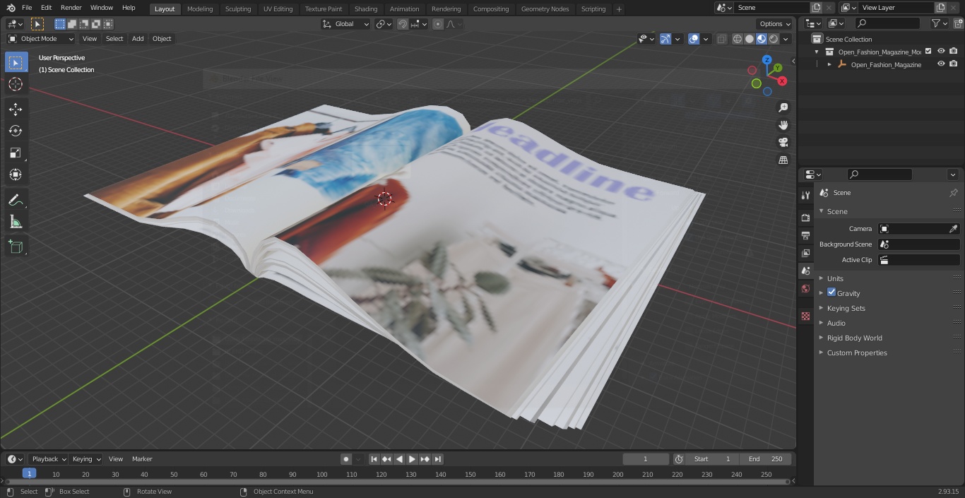 3D Open Fashion Magazine Mockup model