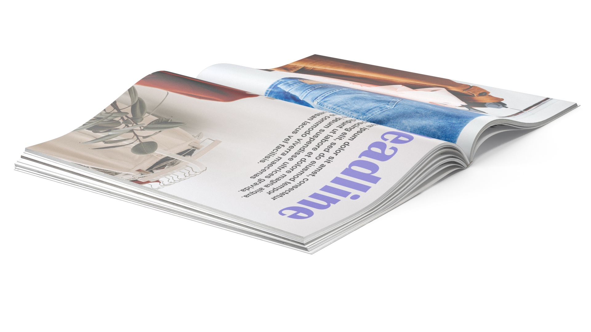 3D Open Fashion Magazine Mockup model