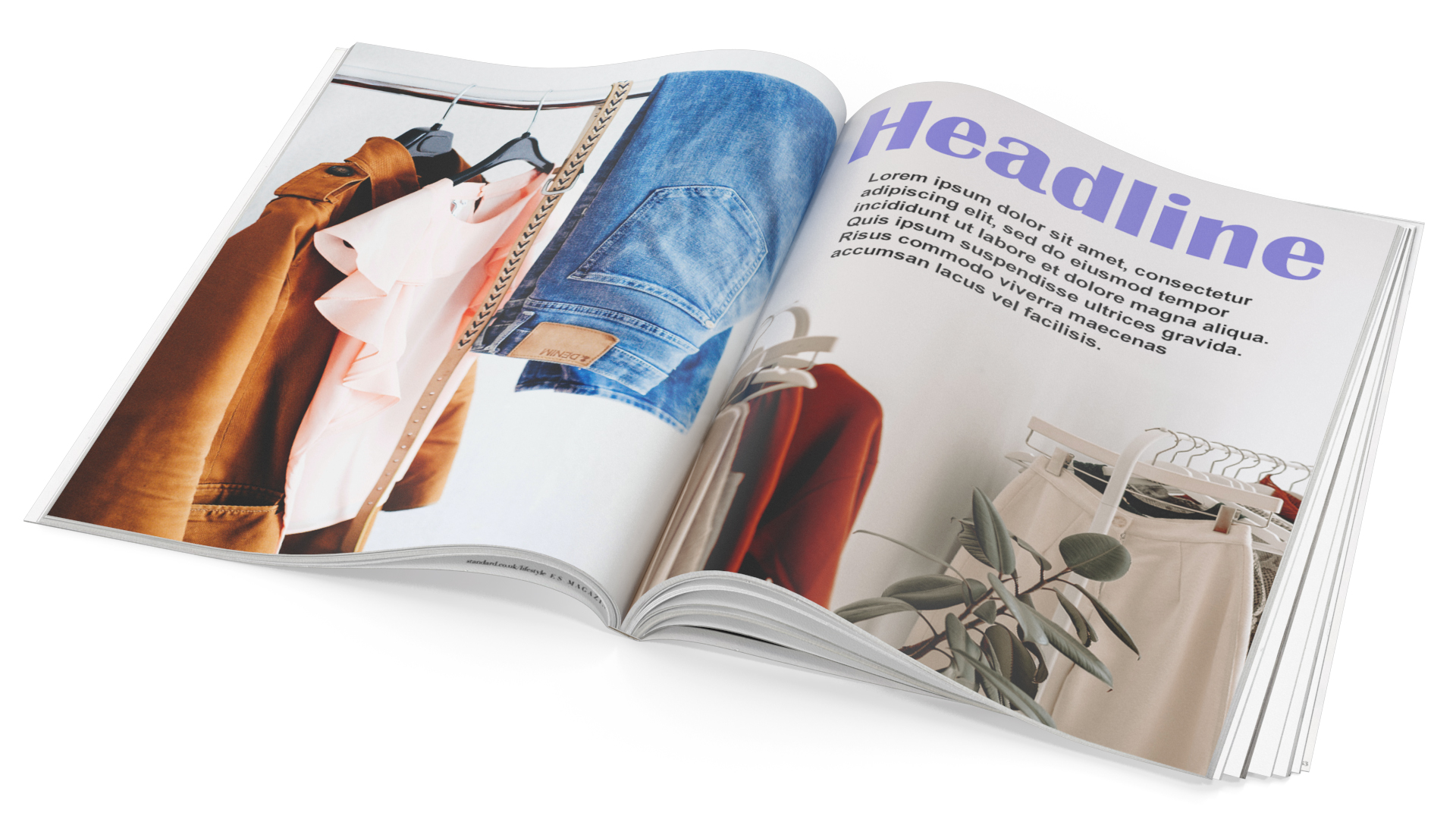 3D Open Fashion Magazine Mockup model