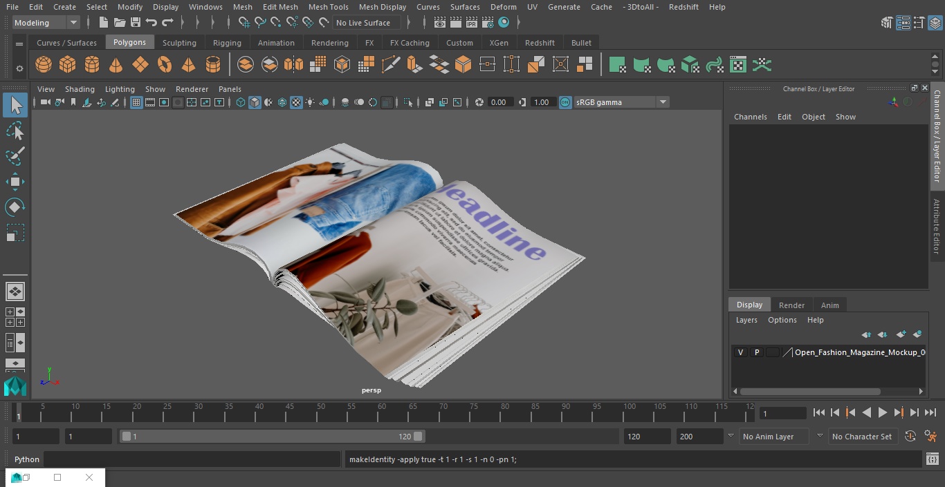3D Open Fashion Magazine Mockup model