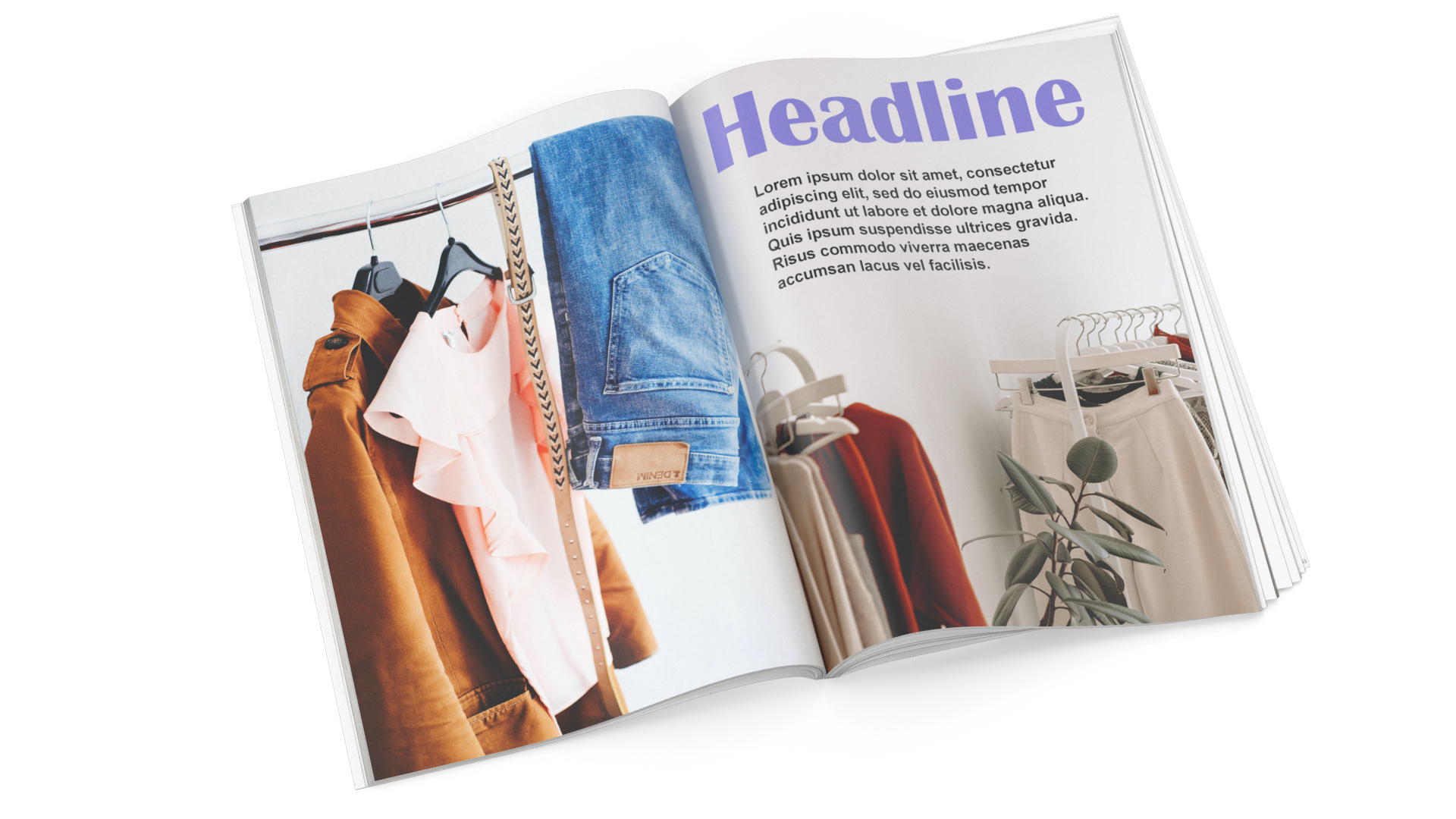 3D Open Fashion Magazine Mockup model