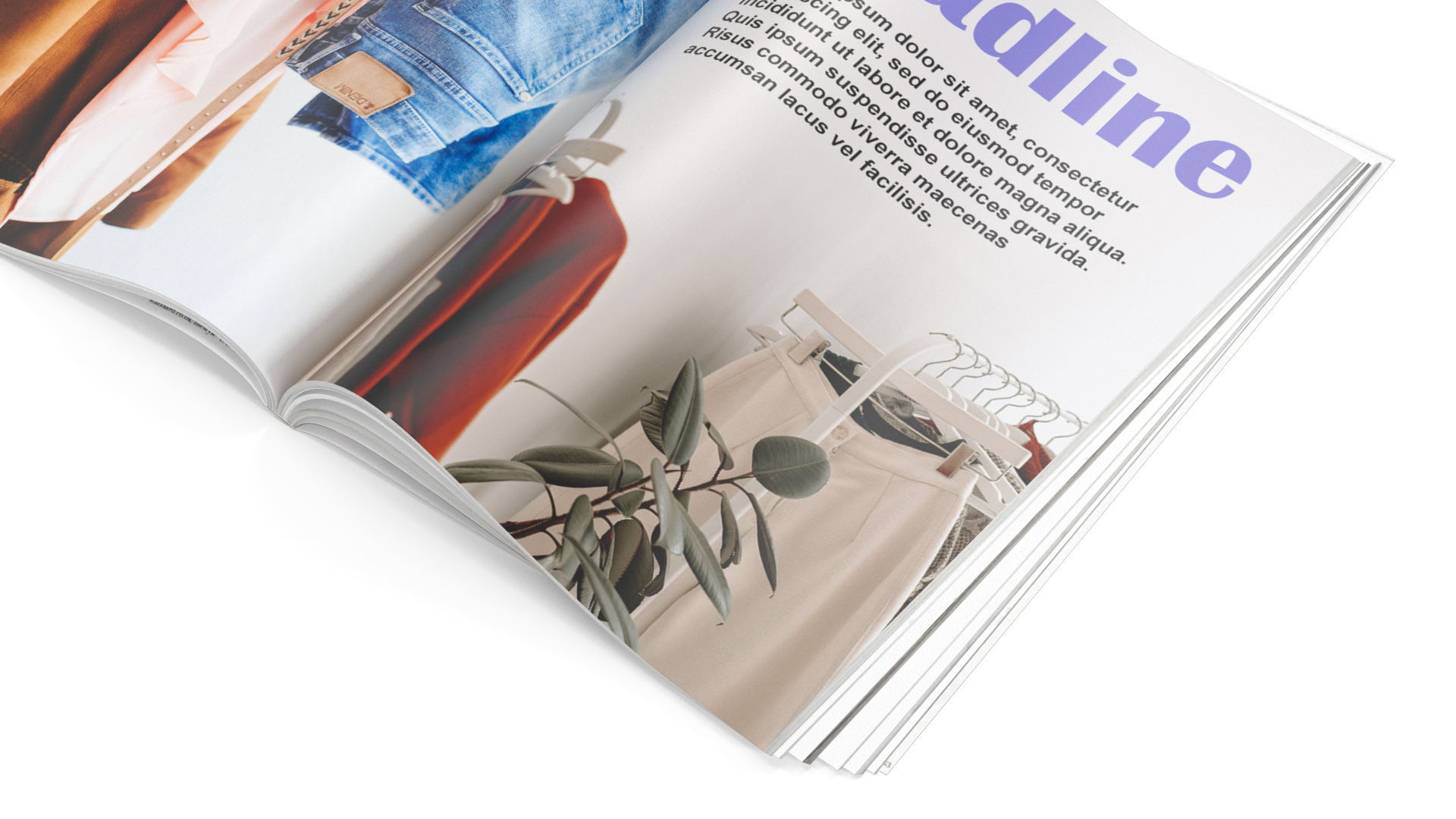 3D Open Fashion Magazine Mockup model