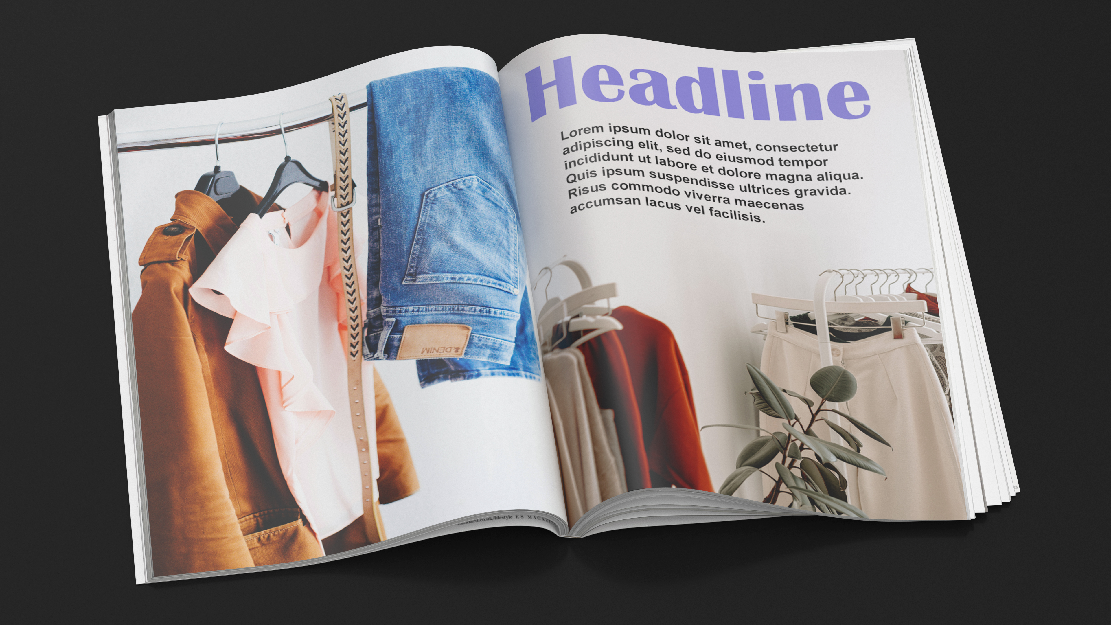 3D Open Fashion Magazine Mockup model