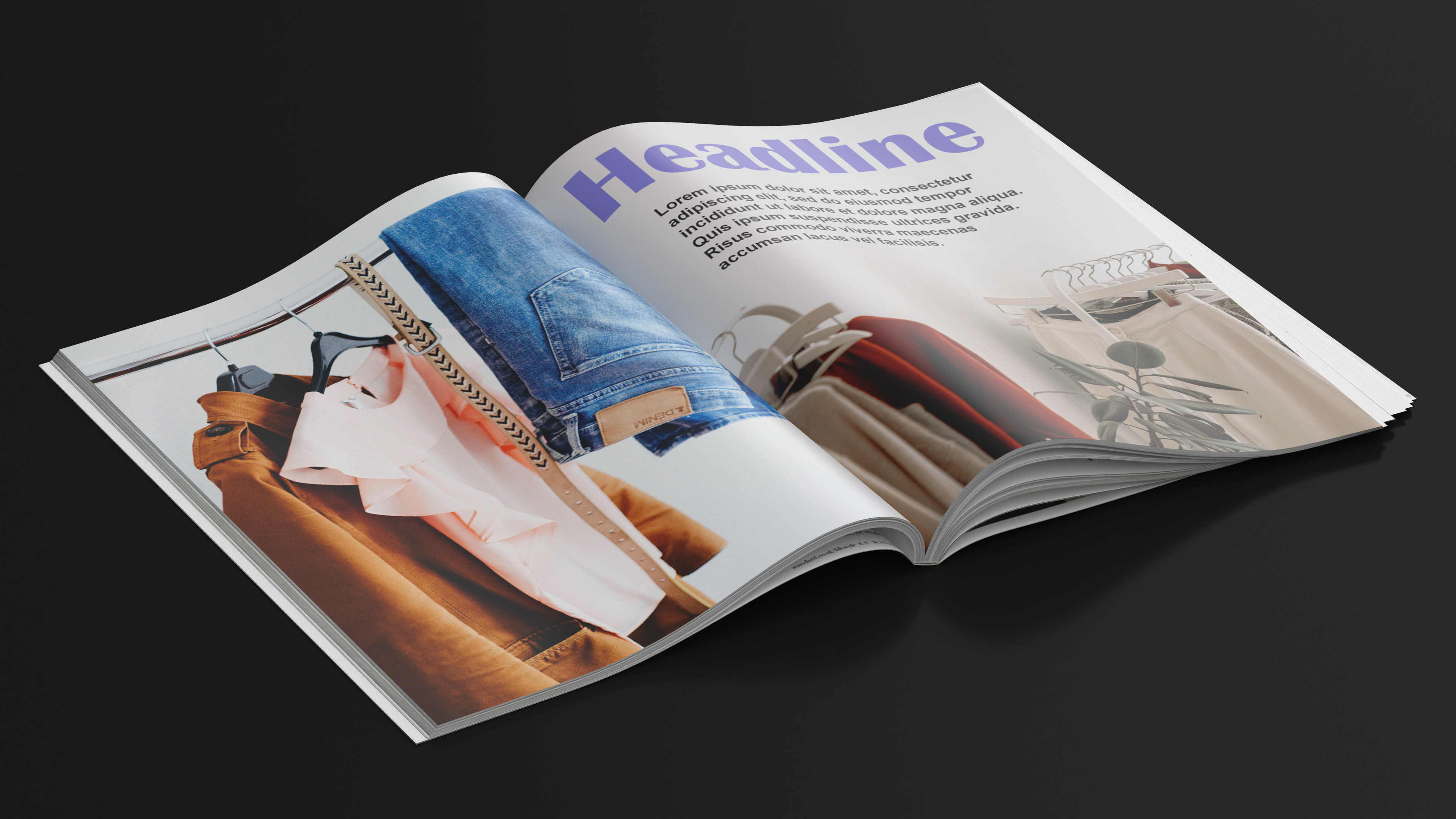 3D Open Fashion Magazine Mockup model