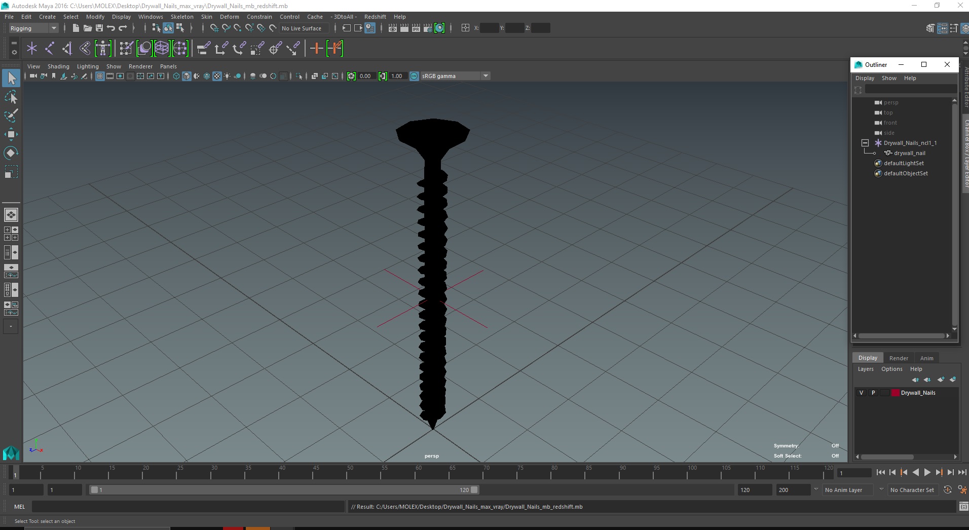 3D Drywall Nails model