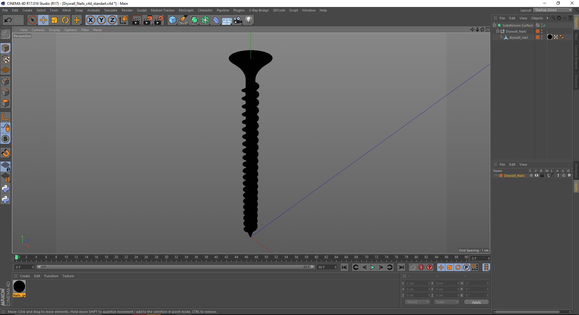 3D Drywall Nails model