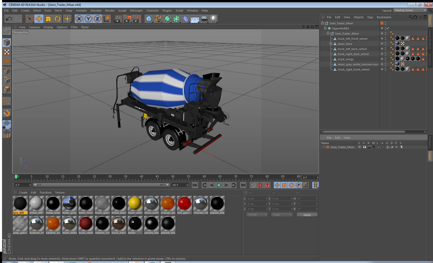3D Semi Trailer Mixer model