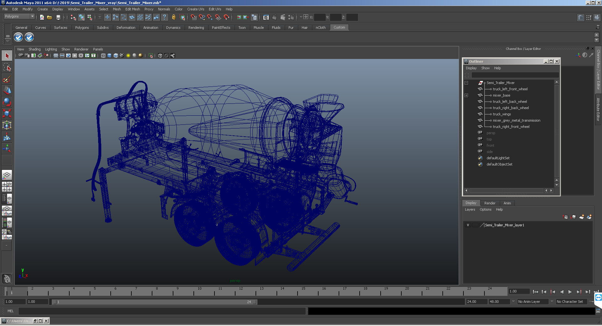 3D Semi Trailer Mixer model