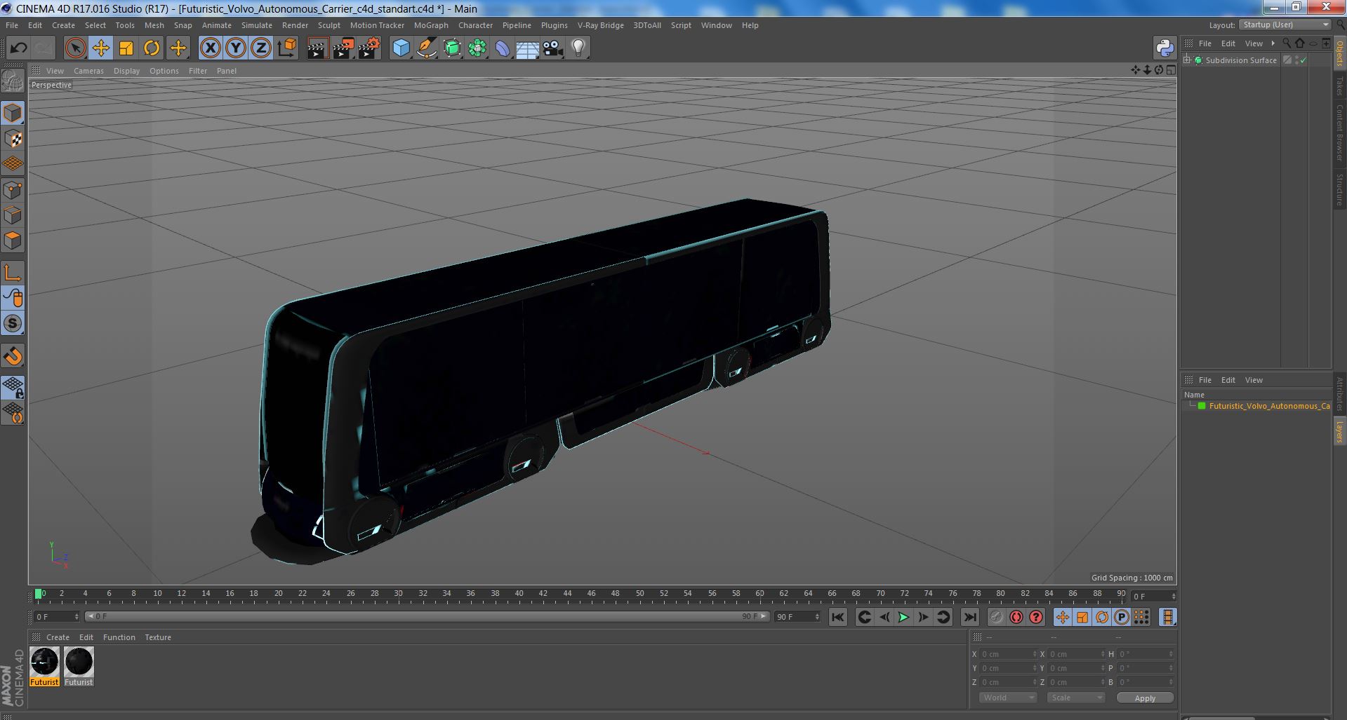 3D model Futuristic Volvo Autonomous Carrier