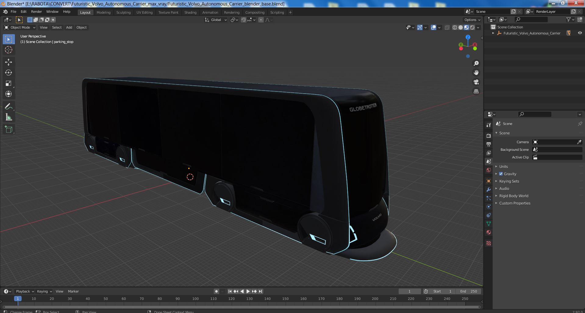 3D model Futuristic Volvo Autonomous Carrier