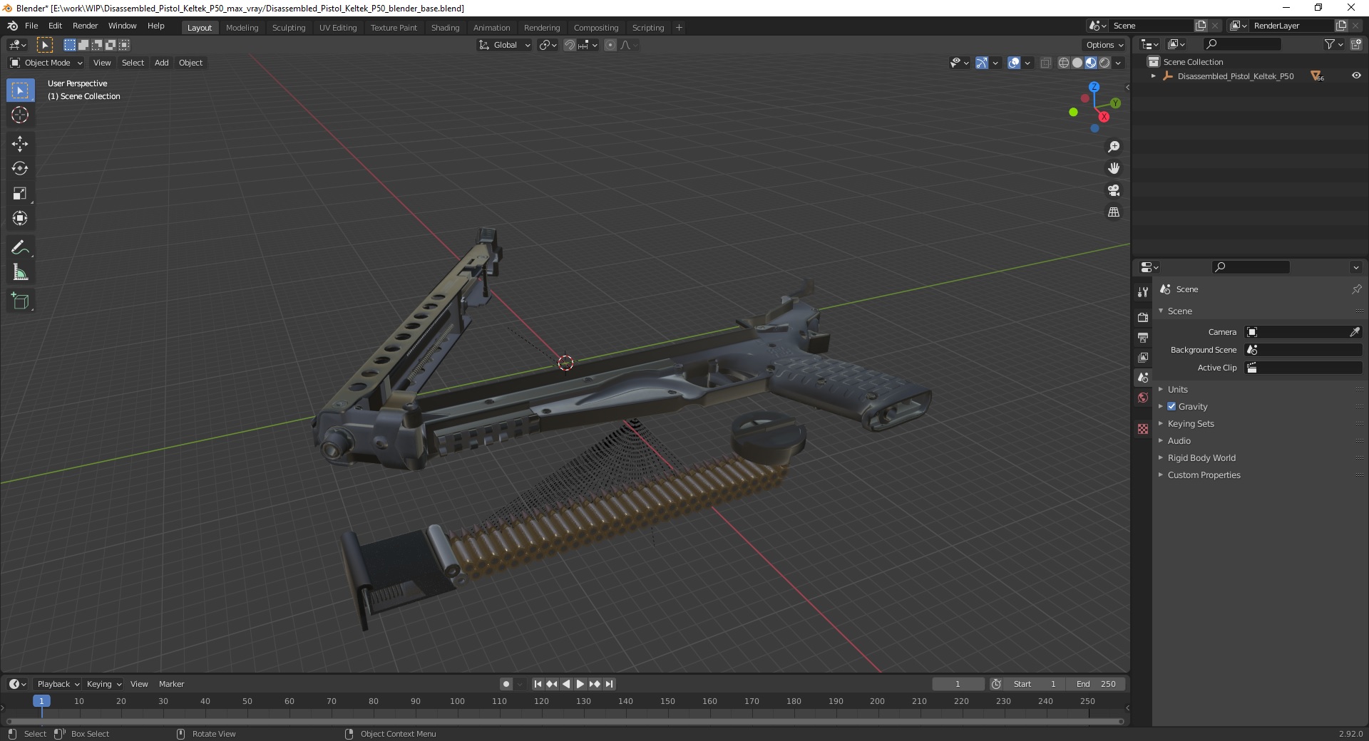 3D model Disassembled Pistol Keltek P50