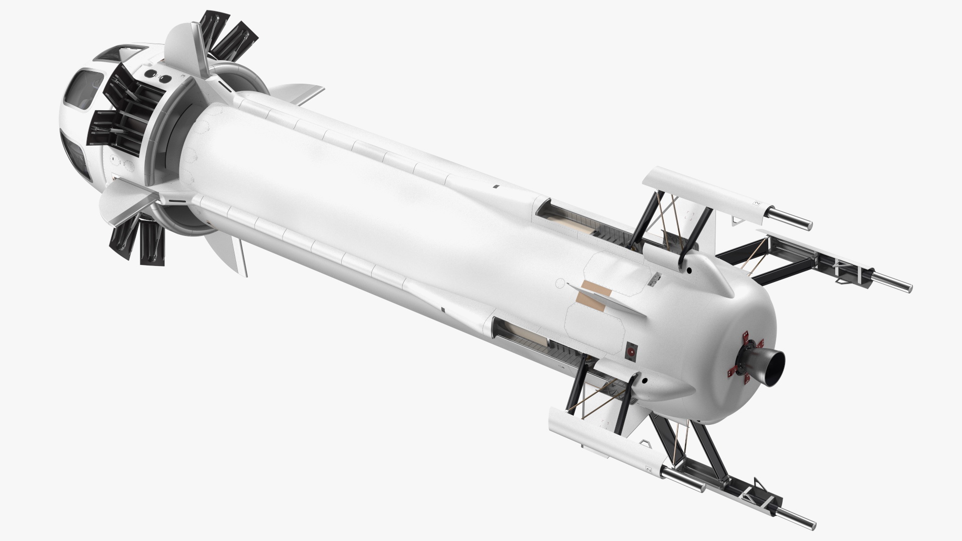 3D Suborbital Launch Vehicle Rocket Booster with Crew Capsule model