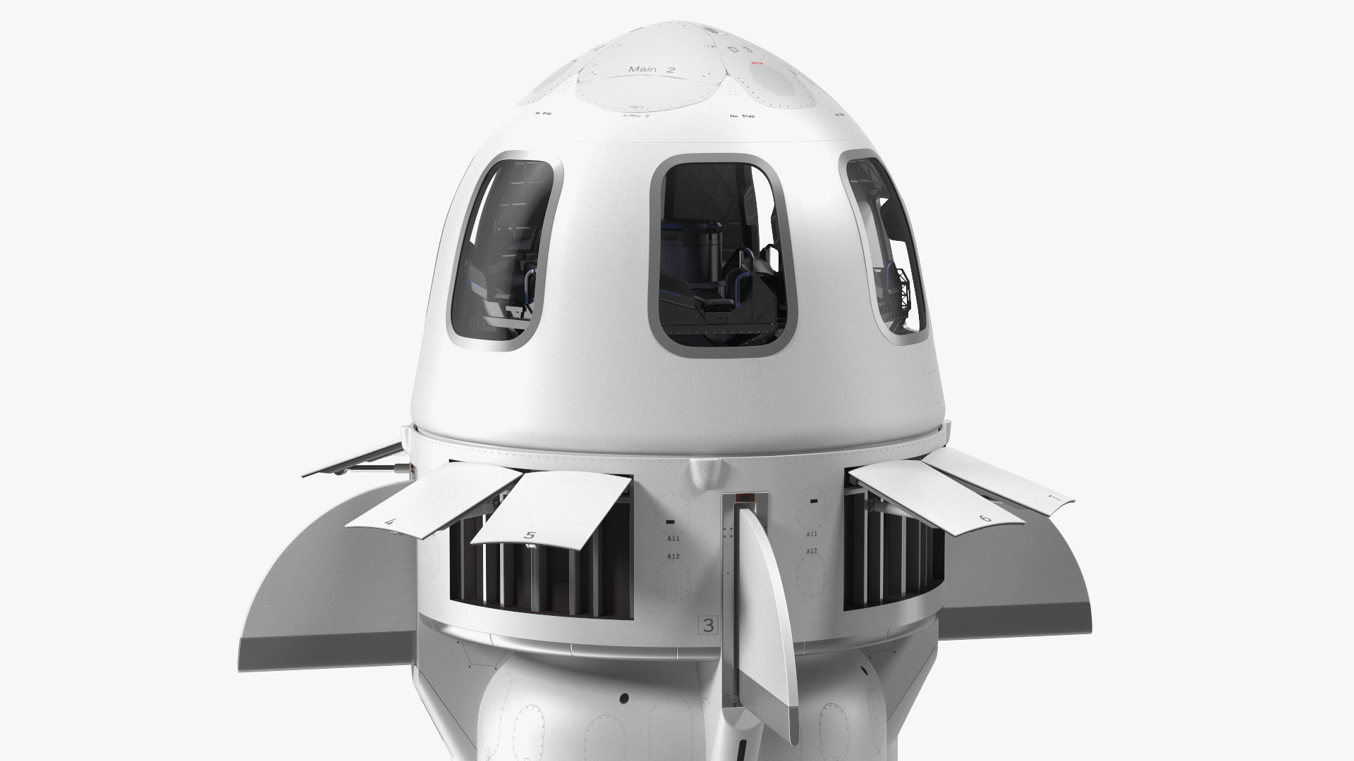 3D Suborbital Launch Vehicle Rocket Booster with Crew Capsule model