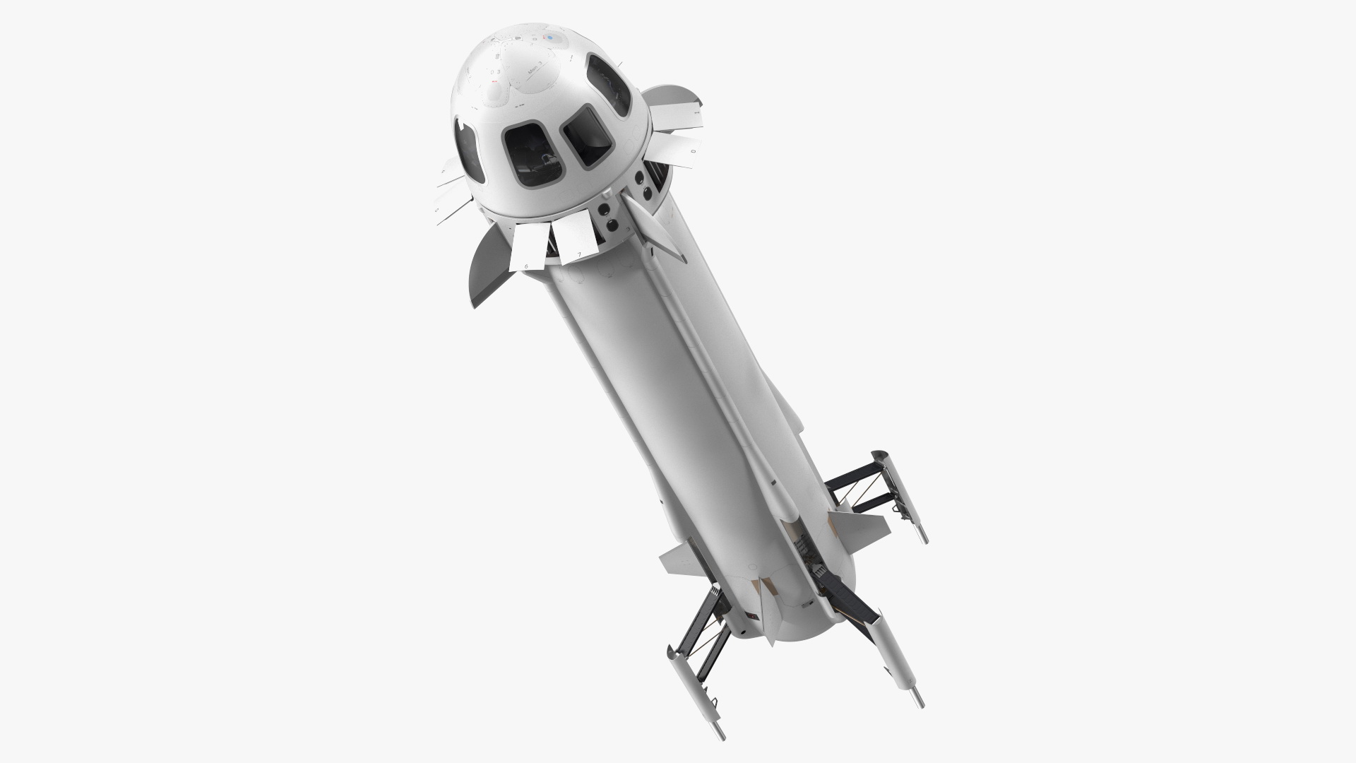 3D Suborbital Launch Vehicle Rocket Booster with Crew Capsule model