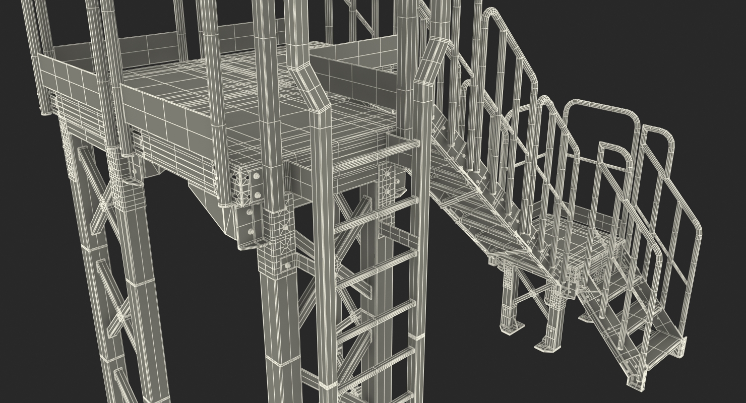 3D Industrial Steel Catwalk Stairs