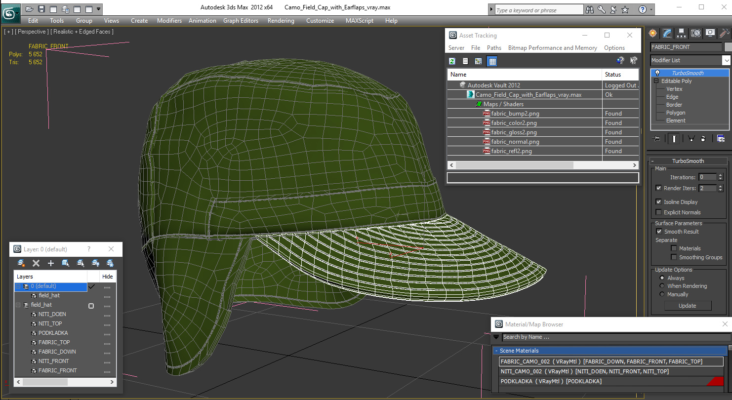 3D Camo Field Cap with Earflaps model