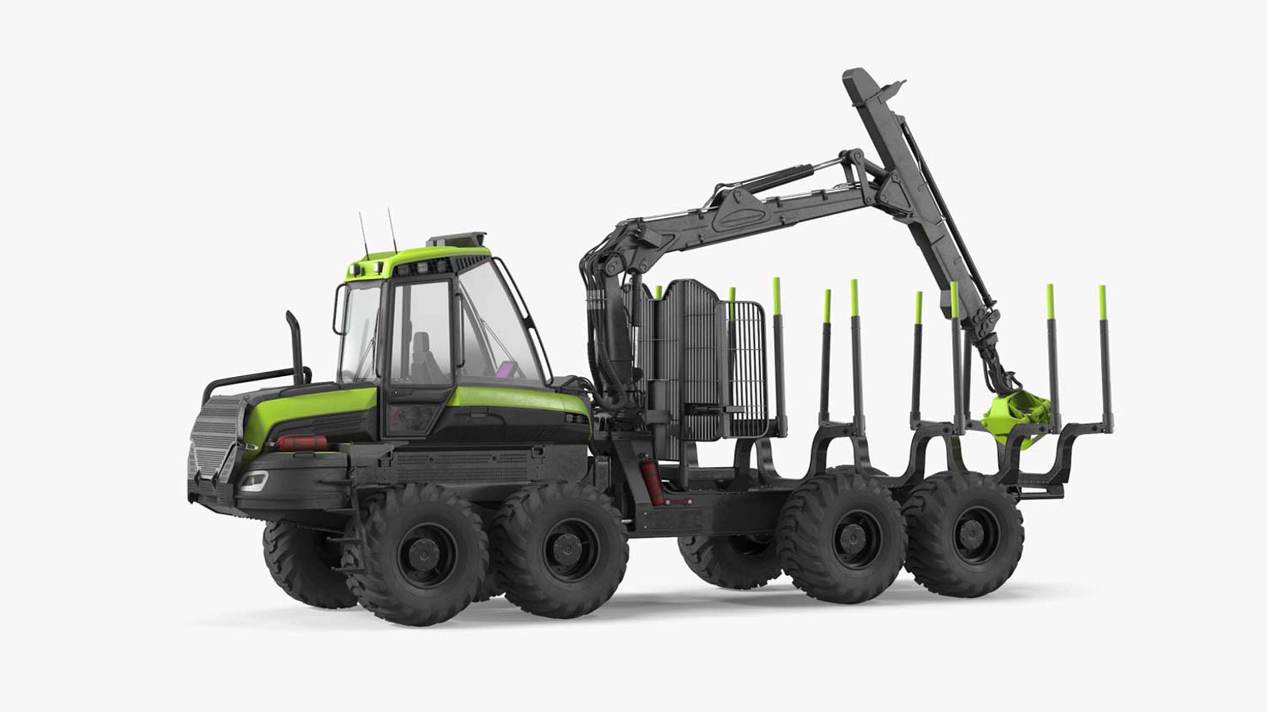 Forwarder Forestry Vehicle Rigged for Maya 3D