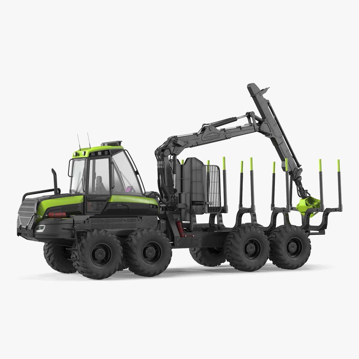 Forwarder Forestry Vehicle Rigged for Maya 3D