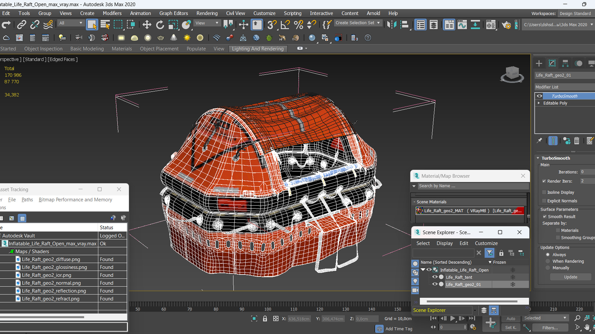 3D model Inflatable Life Raft Open