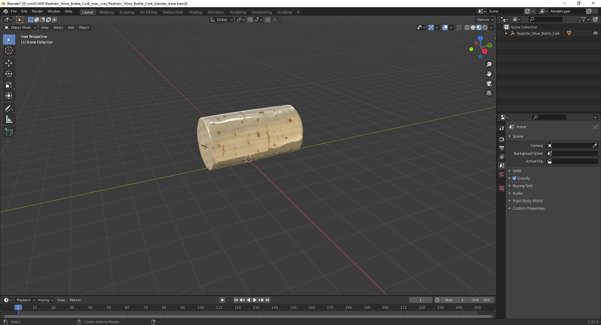 3D Realistic Wine Bottle Cork