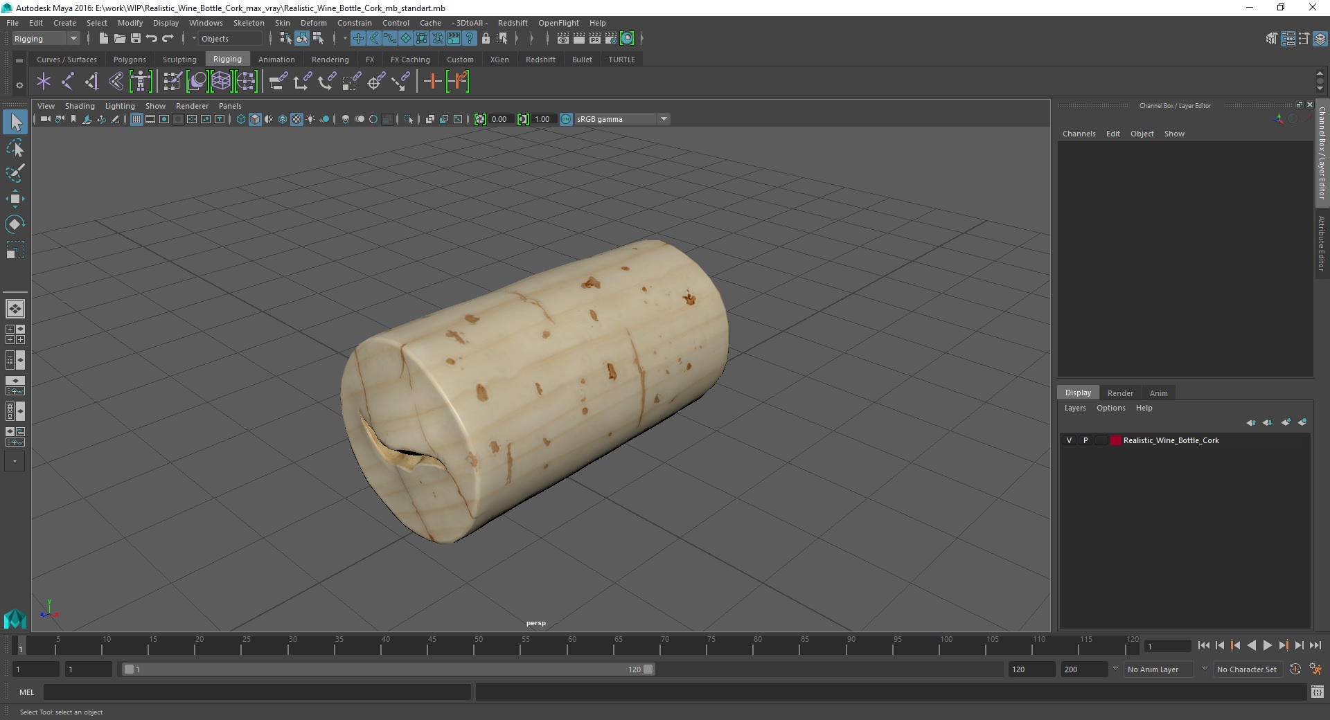 3D Realistic Wine Bottle Cork