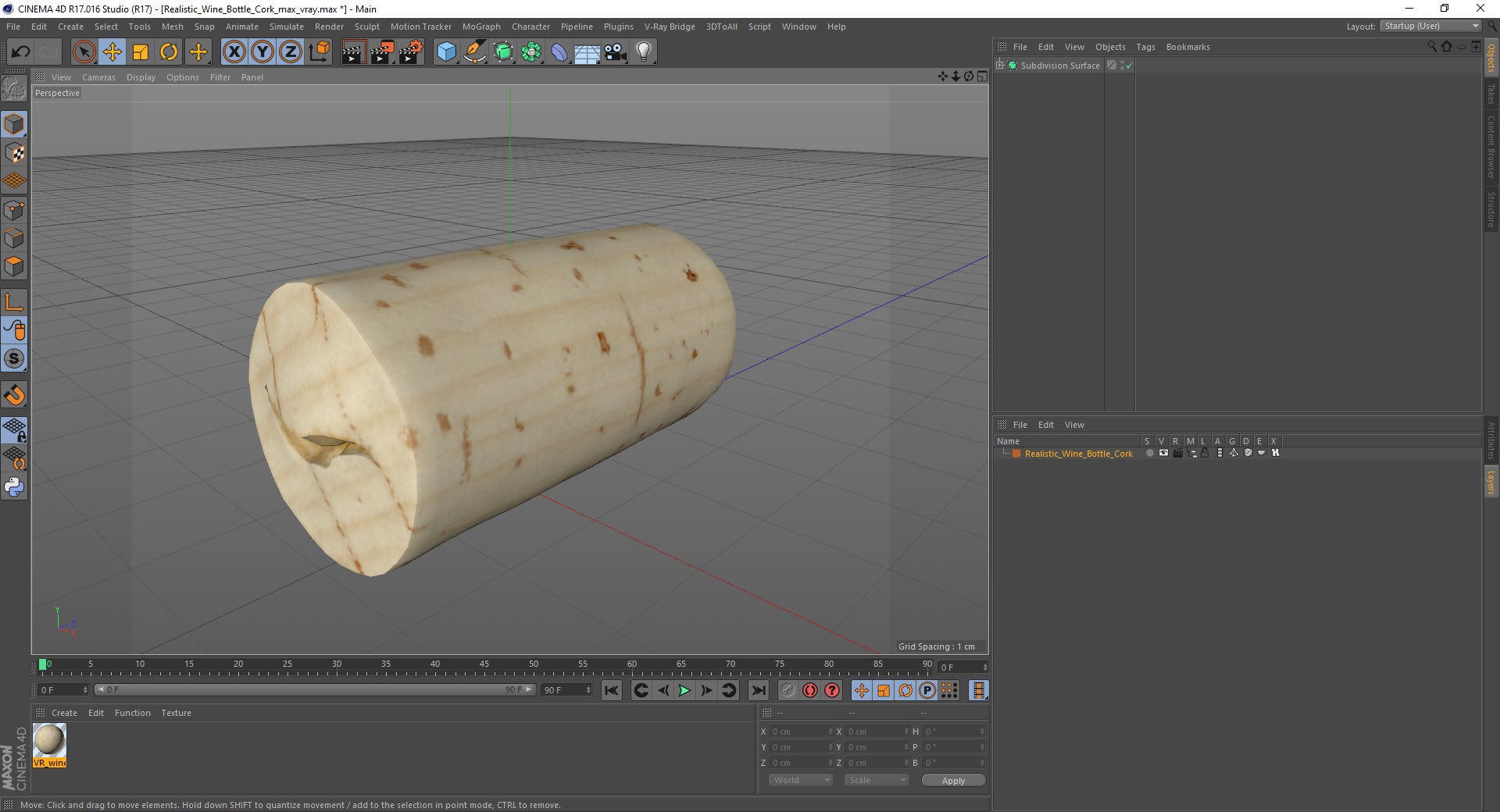 3D Realistic Wine Bottle Cork