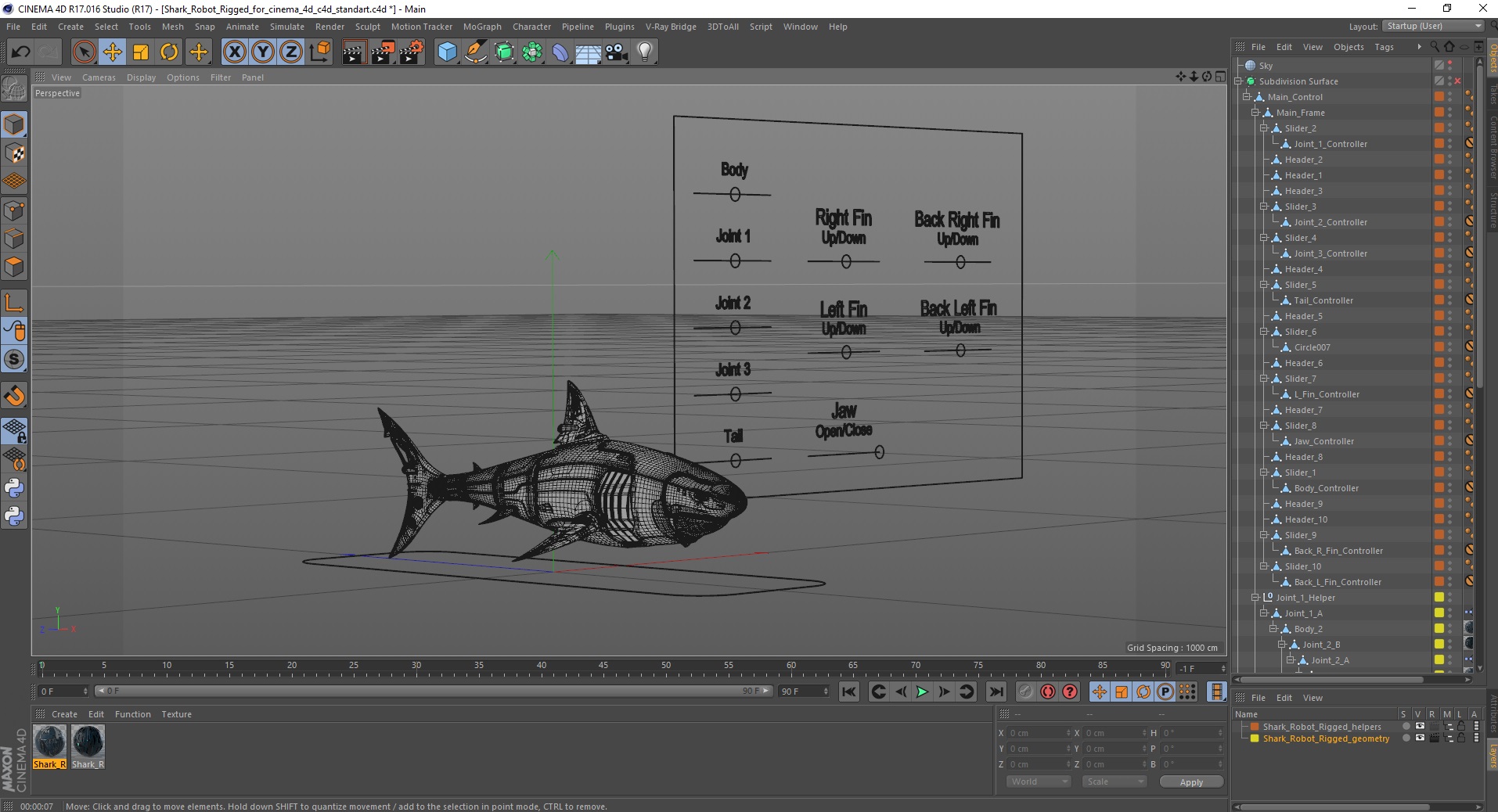 Shark Robot Rigged for Cinema 4D 3D