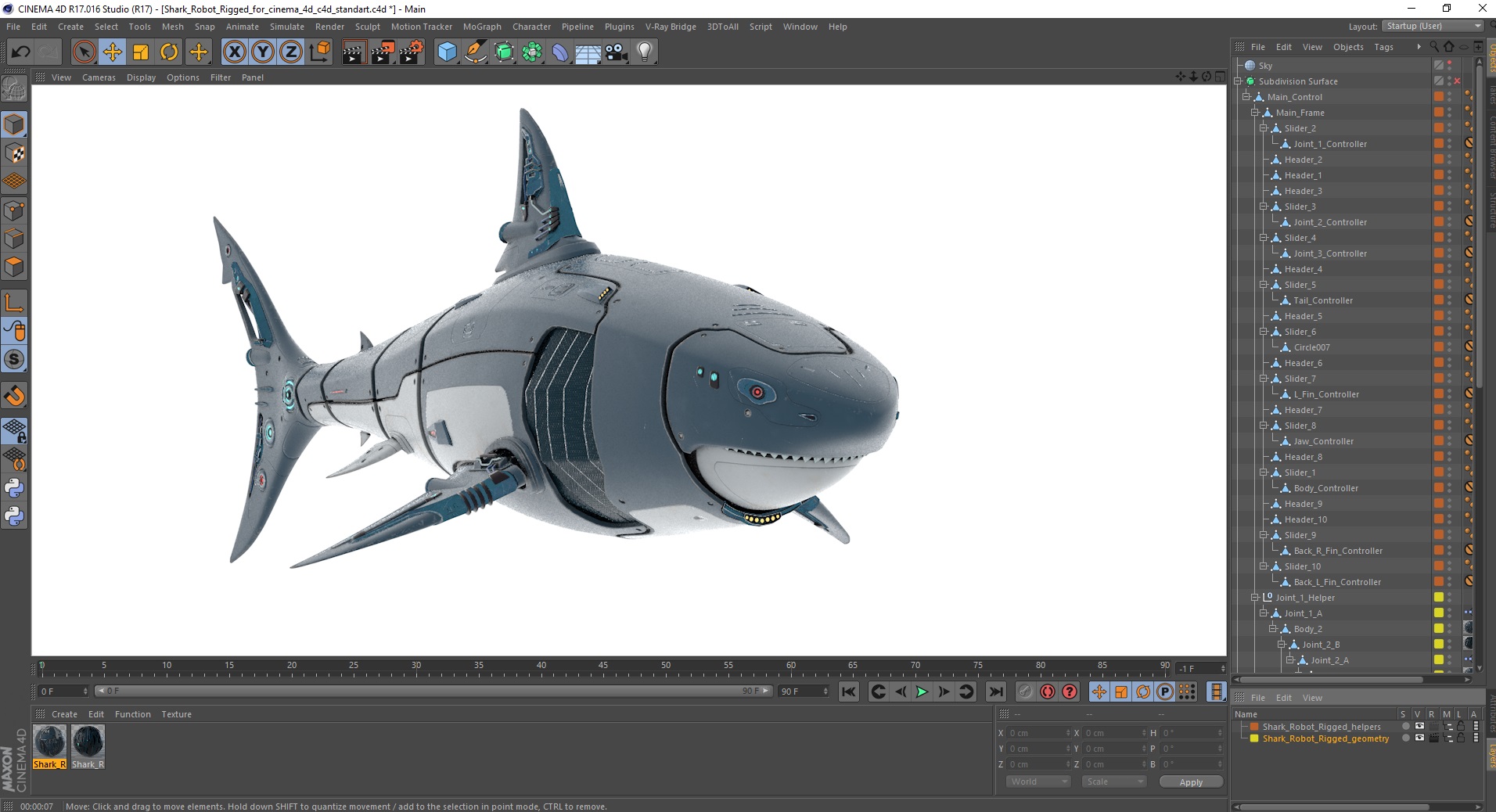 Shark Robot Rigged for Cinema 4D 3D