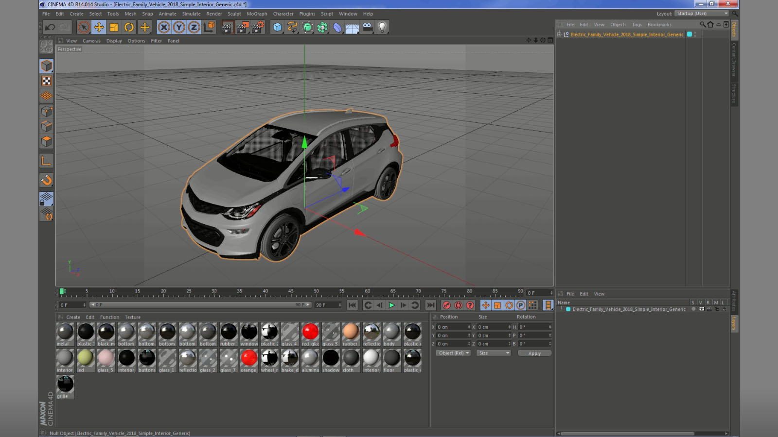 Electric Family Vehicle 2018 Simple Interior Generic 3D