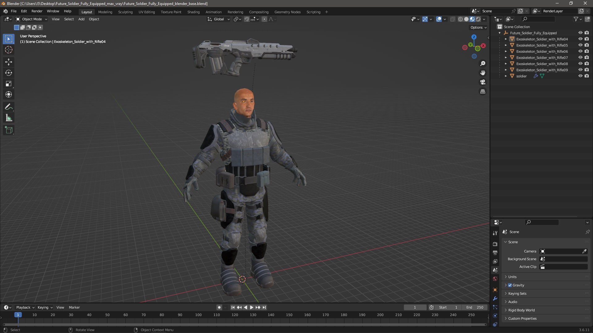 Future Soldier Fully Equipped 3D model