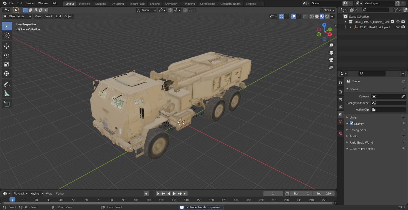 3D M142 HIMARS Multiple Rocket Launcher Desert model