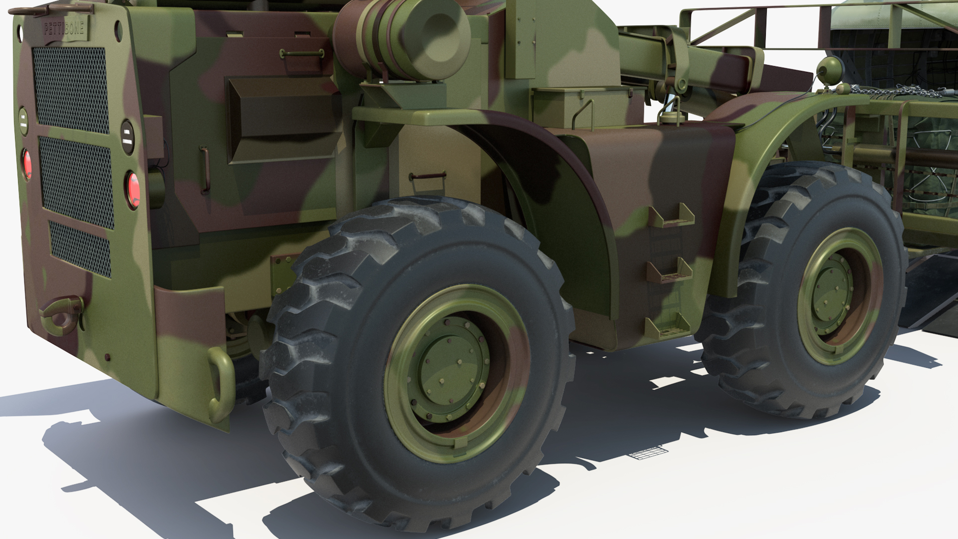 Forklift Loads Cargo to the Transport Helicopter CH 47 Chinook Rigged 3D model