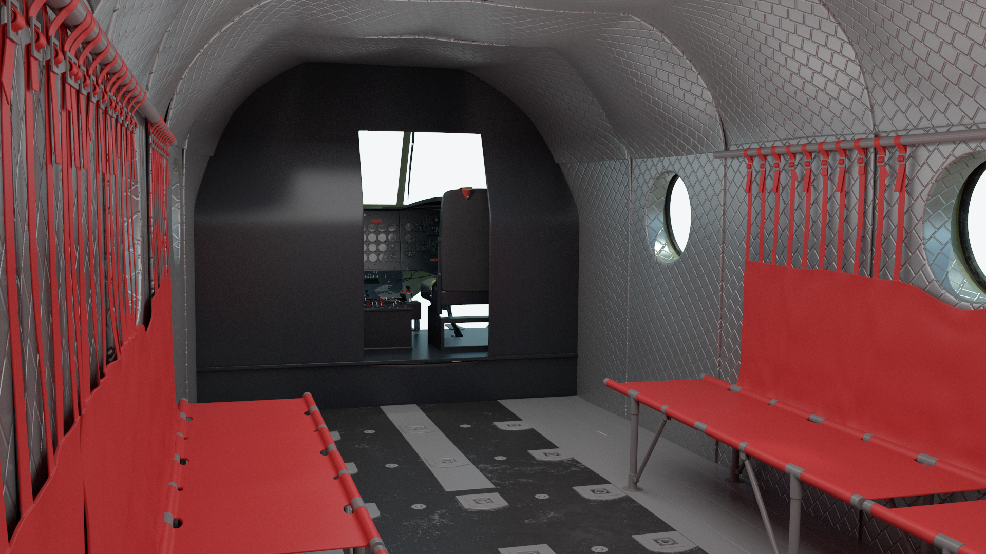 Forklift Loads Cargo to the Transport Helicopter CH 47 Chinook Rigged 3D model